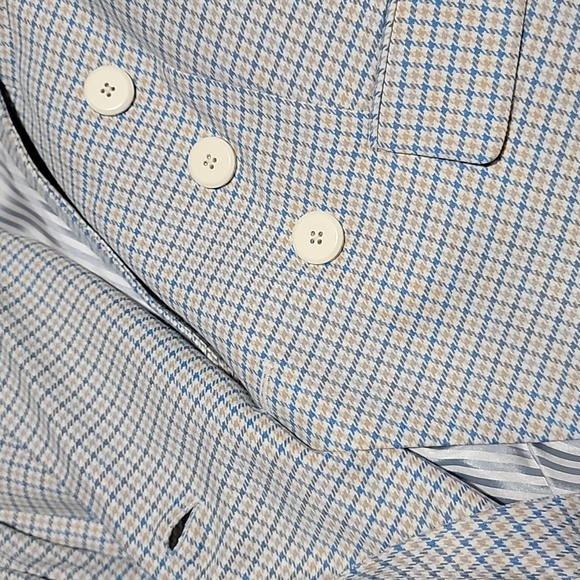 Nwt Veronica Beard Empire Dickey Jacket Blazer Plaid Houndstooth Blue Tan - Picture 5 of 10